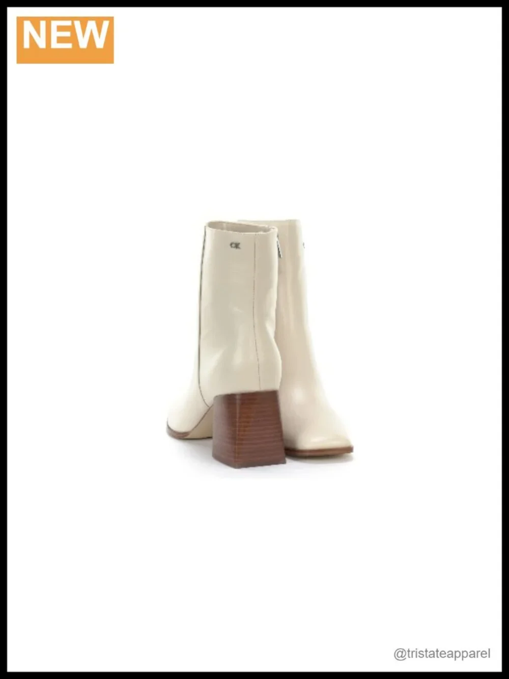 Calvin Klein Broma Leather Mid-Calf Bootie with Block Heel and Square Toe